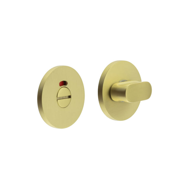 High quality image of CRES - CR-801 Satin Brass Thumb Turn & Lock Round Rose w/ Indicator Sku. CR-801AJ7SB