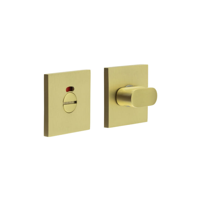 High quality image of CRES - CR-801 Satin Brass Thumb Turn & Lock Square Rose w/ Indicator Sku. CR-801BK7SB