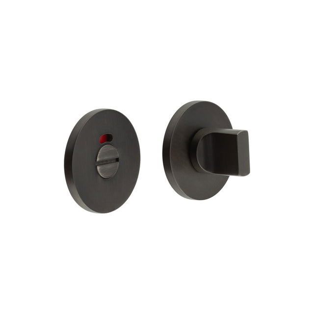 High quality image of CRES - CR-802 Dark Bronze Thumb Turn & Lock Round Rose w/ Indicator Sku. CR-802AJ7DB