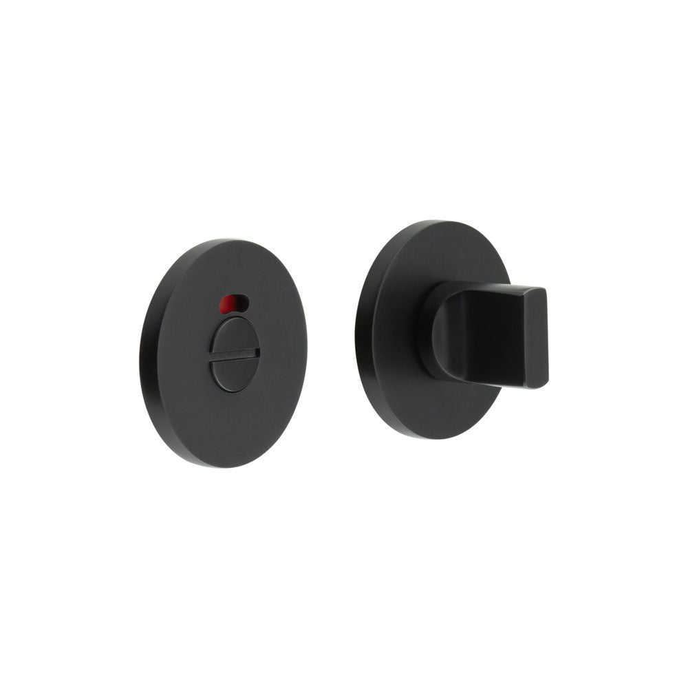High quality image of CRES - CR-802 Black Thumb Turn & Lock Round Rose w/ Indicator Sku. CR-802AJ7MB
