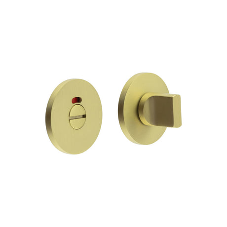 High quality image of CRES - CR-802 Satin Brass Thumb Turn & Lock Round Rose w/ Indicator Sku. CR-802AJ7SB