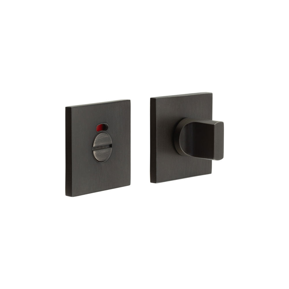 High quality image of CRES - CR-802 Dark Bronze Thumb Turn & Lock Square Rose w/ Indicator Sku. CR-802BK7DB
