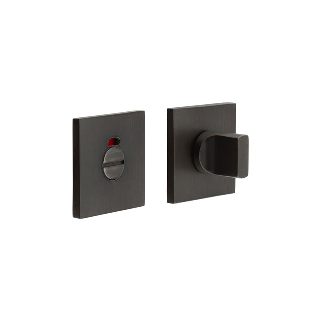 High quality image of CRES - CR-802 Dark Bronze Thumb Turn & Lock Square Rose w/ Indicator Sku. CR-802BK7DB