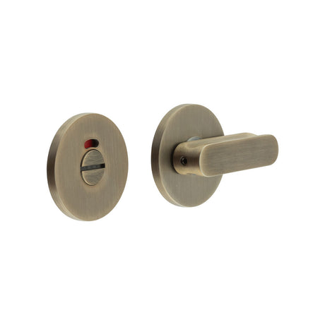 High quality image of CRES - CR-803 Antique Brass Thumb Turn & Lock Round Rose w/ Indicator Sku. CR-803AJ7AB