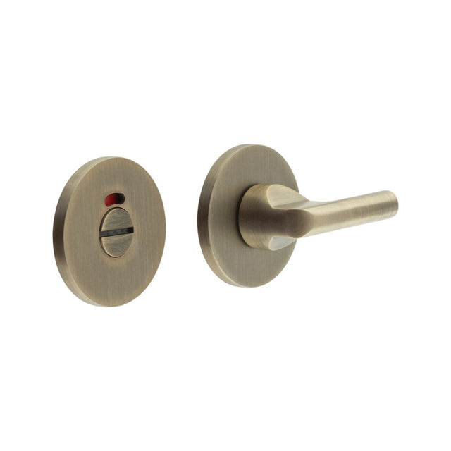 High quality image of CRES - CR-804 Antique Brass Thumb Turn & Lock Round Rose w/ Indicator Sku. CR-804AJ7AB