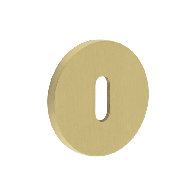 High quality image of CRES - CR-R10 Satin Brass Standard Keyway Round Rose Escutcheon Sku. CR-R10SB