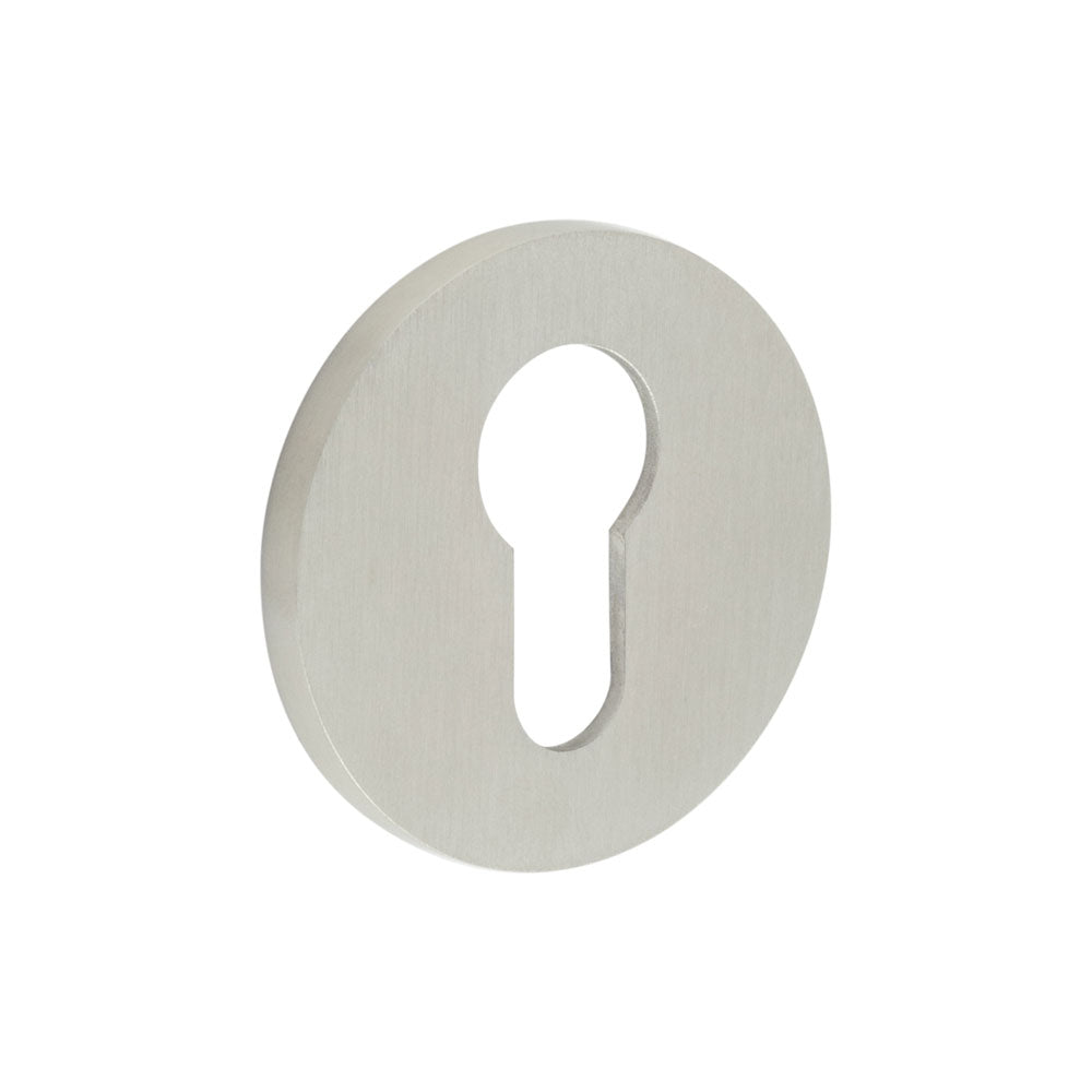 High quality image of CRES - CR-S10 Satin Stainless Steel Euro Keyway Round Rose Escutcheon Sku. CR-S10SSS