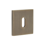 High quality image of CRES - CR-T10 Antique Brass Standard Keyway Square Rose Escutcheon Sku. CR-T10AB