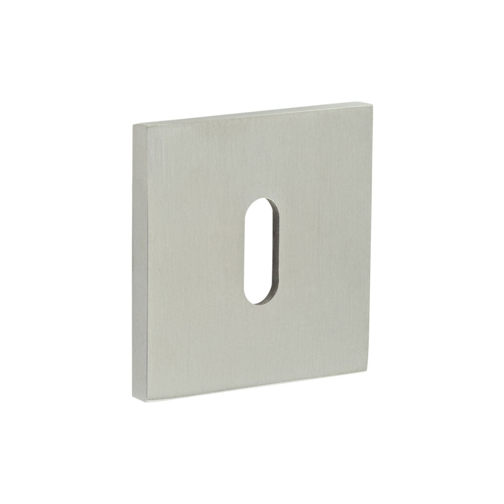 High quality image of CRES - CR-T10 Satin Stainless Steel Standard Keyway Square Rose Escutcheon Sku. CR-T10SSS