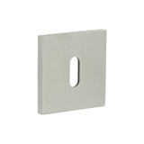 High quality image of CRES - CR-T10 Satin Stainless Steel Standard Keyway Square Rose Escutcheon Sku. CR-T10SSS
