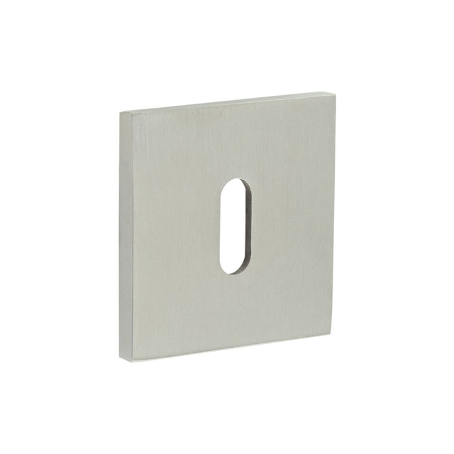 High quality image of CRES - CR-T10 Satin Stainless Steel Standard Keyway Square Rose Escutcheon Sku. CR-T10SSS