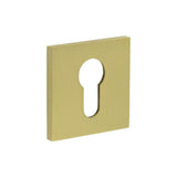 High quality image of CRES - CR-U10 Satin Brass Euro Keyway Square Rose Escutcheon Sku. CR-U10SB