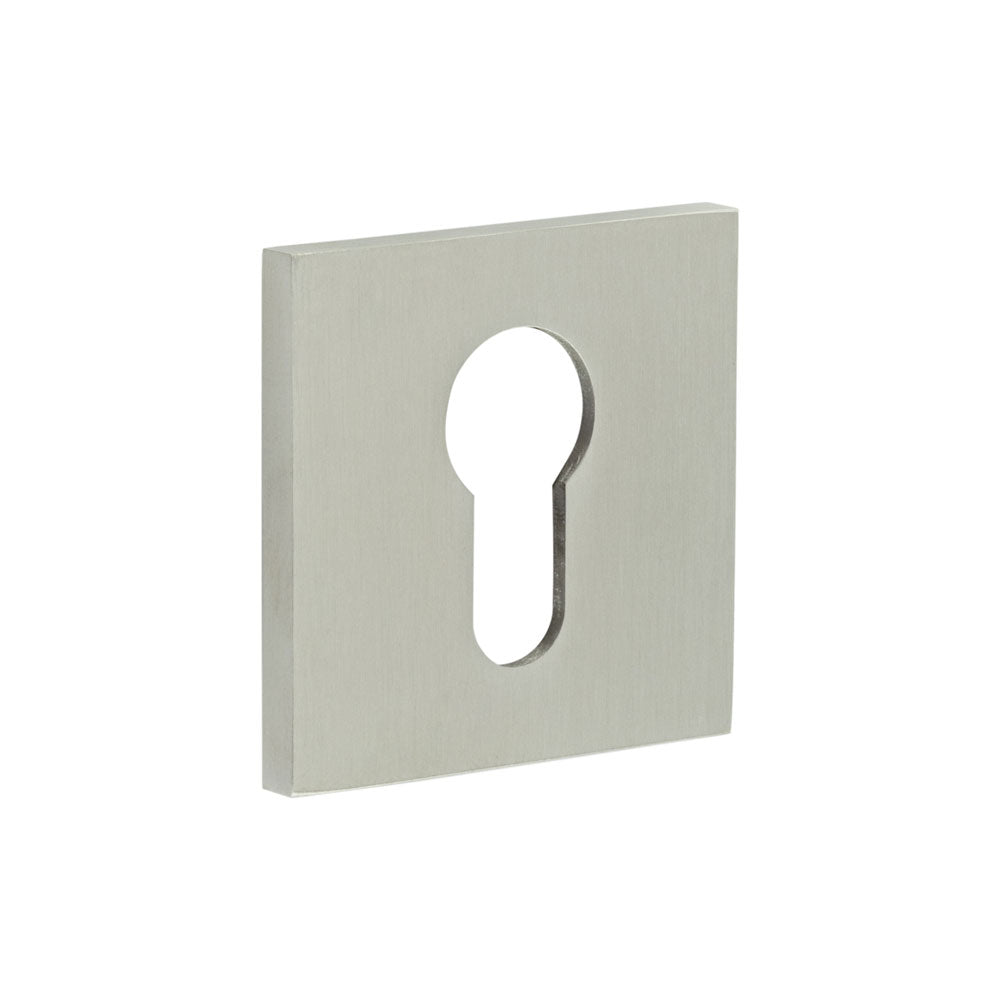 High quality image of CRES - CR-U10 Satin Stainless Steel Euro Keyway Square Rose Escutcheon Sku. CR-U10SSS