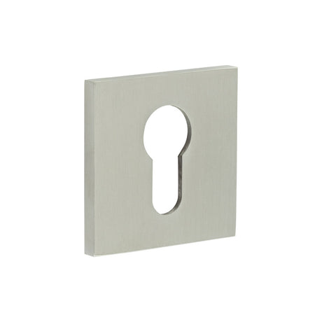 High quality image of CRES - CR-U10 Satin Stainless Steel Euro Keyway Square Rose Escutcheon Sku. CR-U10SSS