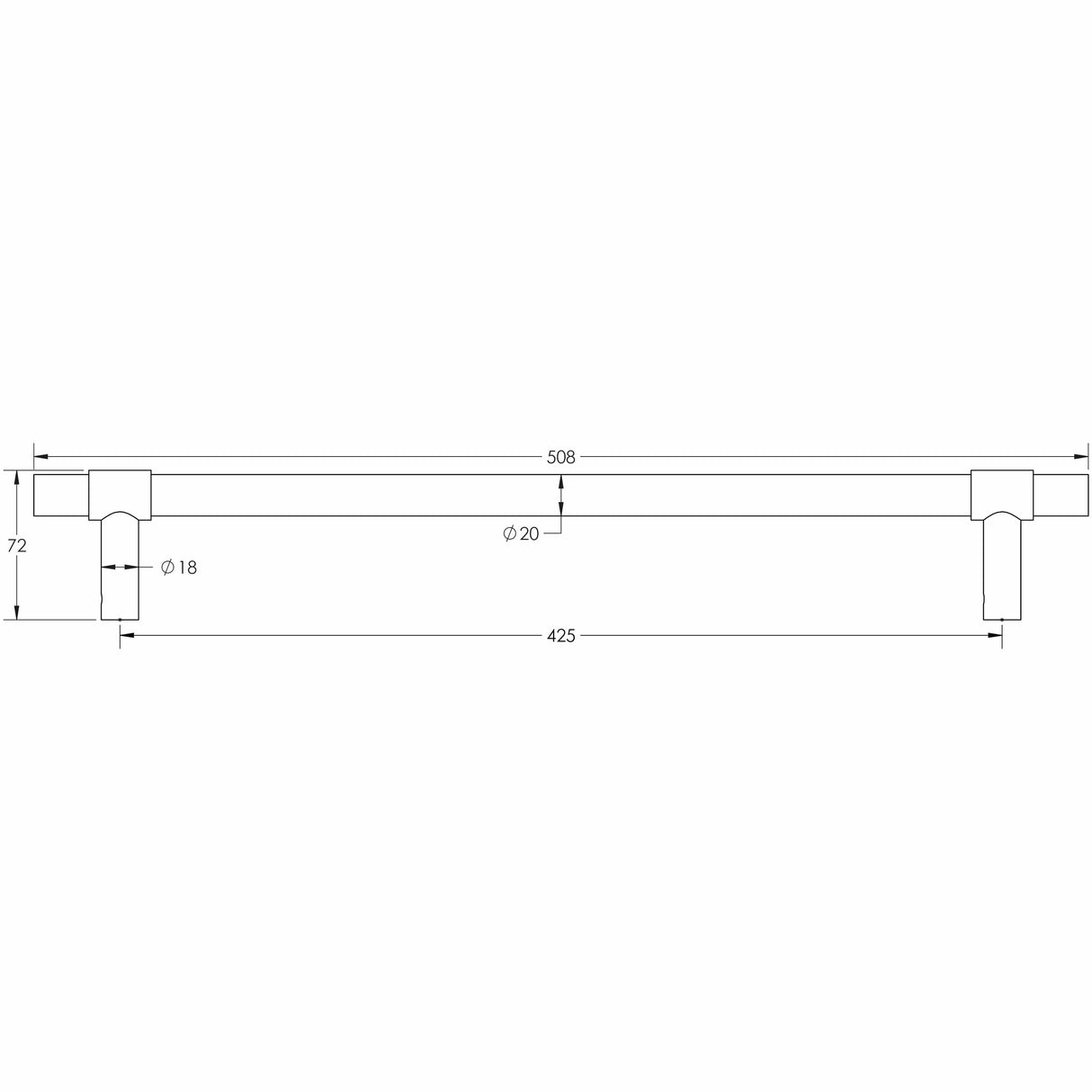 CRES Door Furniture Satin Stainless Steel / Pull Handles (Bolt Through) CRES - 425mm Bolt Through Satin Stainless Steel T-Bar Pull Handle