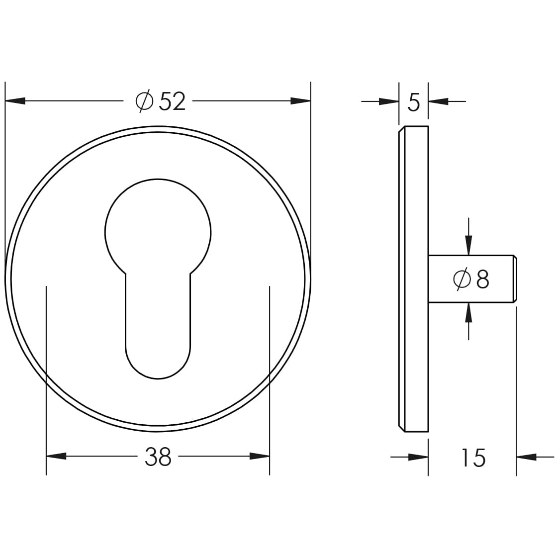 CRES Door Furniture Black / Euro Profile Escutcheons CRES - Black Euro Escutcheon Lug Fixed