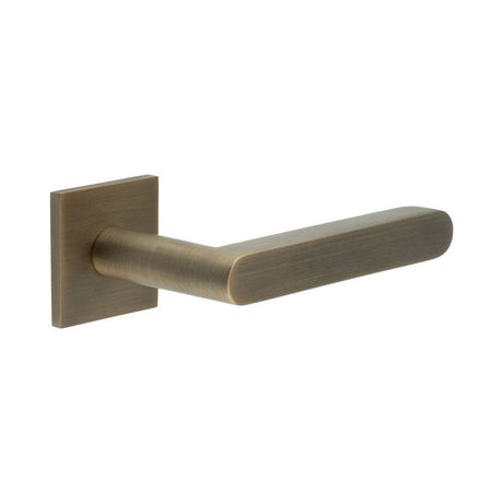 CRES Door Furniture Antique Brass / Square Rose / Sprung Rose CRES - CR-101 Antique Brass Sprung Square Rose Door Handle