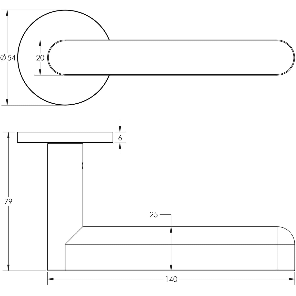CRES Door Furniture Dark Bronze / Round Rose / Unsprung Rose CRES - CR-101 Dark Bronze Unsprung Round Rose Door Handle