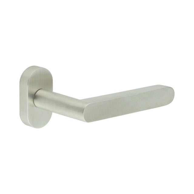 CRES Door Furniture Satin Stainless Steel / Multi Point Handles on Rose CRES - CR-101 Satin Stainless Steel Multi Point Oval Rose Door Handle
