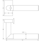 CRES Door Furniture Black / Multi Point Handles on Rose CRES - CR-102 Black Multi Point Rectangular Rose Door Handle