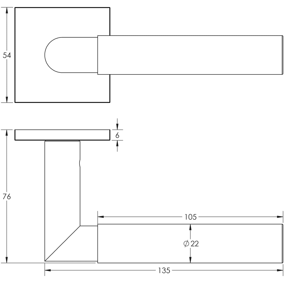 CRES Door Furniture Dark Bronze / Square Rose / Fixed Dead Rose CRES - CR-102 Dark Bronze Fixed Dead Square Rose Door Handle