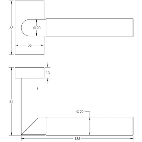 CRES Door Furniture Dark Bronze / Multi Point Handles on Rose CRES - CR-102 Dark Bronze Multi Point Rectangular Rose Door Handle