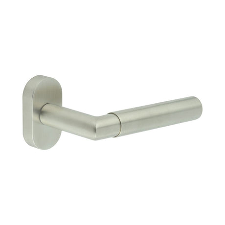 CRES Door Furniture Satin Stainless Steel / Multi Point Handles on Rose CRES - CR-102 Satin Stainless Steel Multi Point Oval Rose Door Handle