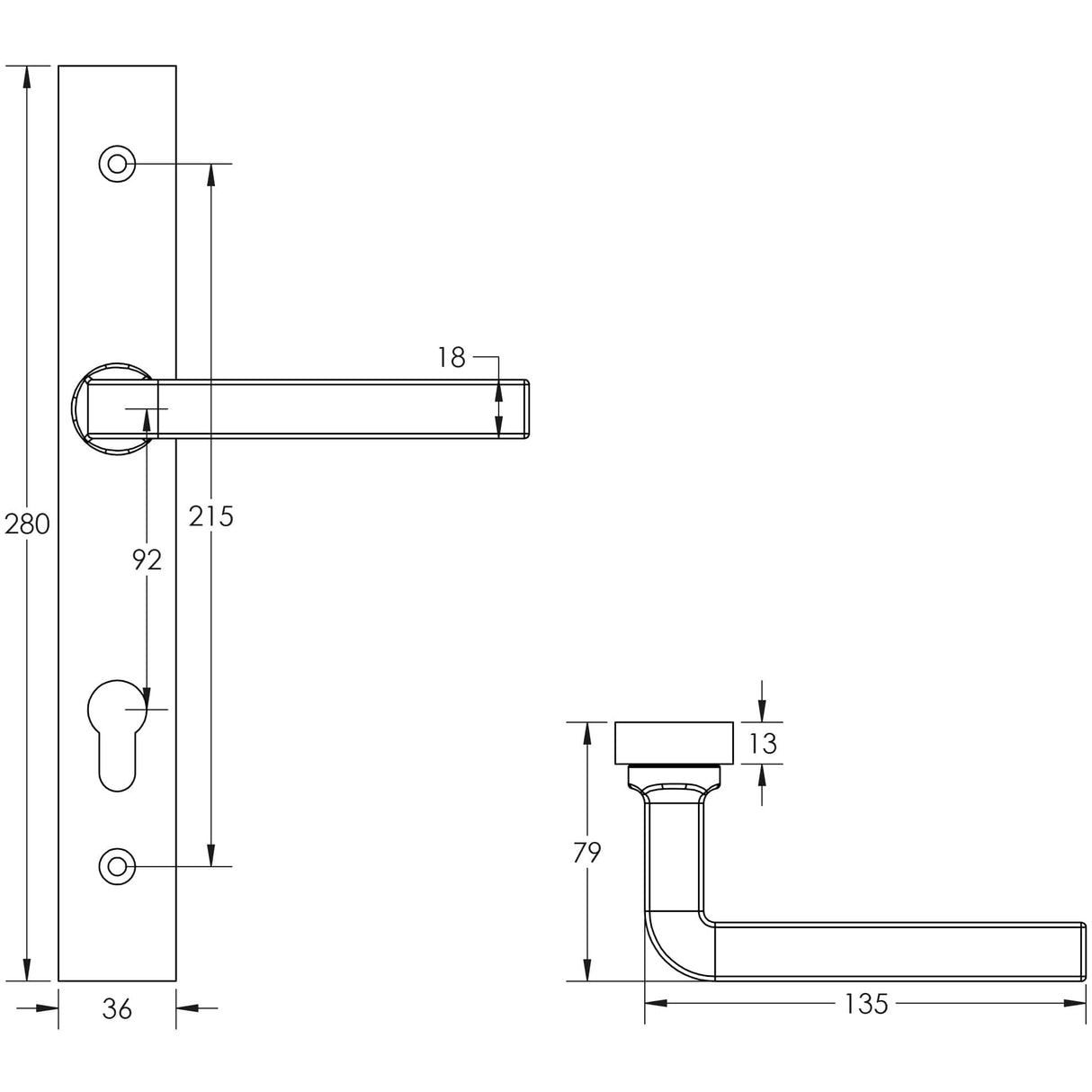 CRES Door Furniture Dark Bronze / Multi Point Lock Set CRES - CR-104 Dark Bronze Multi Point Backplate Door Handle