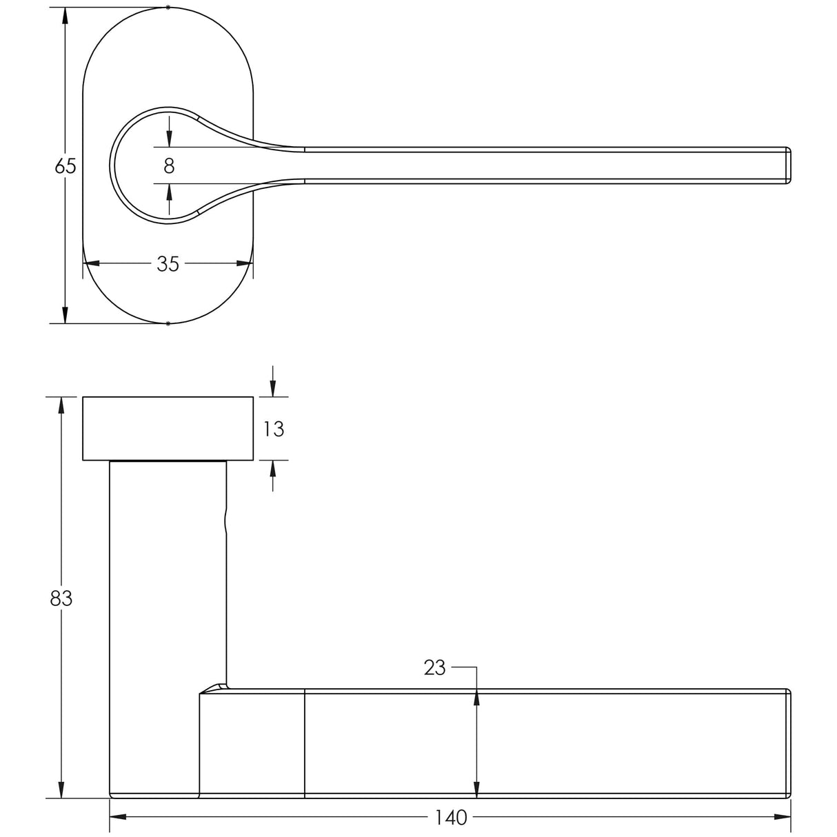 CRES Door Furniture Dark Bronze / Multi Point Handles on Rose CRES - CR-105 Dark Bronze Multi Point Oval Rose Door Handle