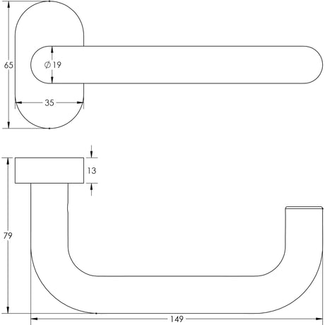 CRES Door Furniture Black / Multi Point Handles on Rose CRES - CR-106 Black Multi Point Oval Rose Door Handle