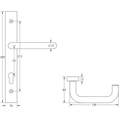 CRES Door Furniture Dark Bronze / Multi Point Lock Set CRES - CR-106 Dark Bronze Multi Point Backplate Door Handle