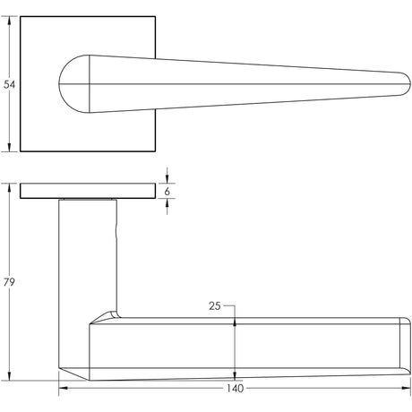 CRES Door Furniture Dark Bronze / Square Rose / Fixed Dead Rose CRES - CR-107 Dark Bronze Fixed Dead Square Rose Door Handle