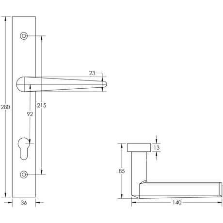 CRES Door Furniture Dark Bronze / Multi Point Lock Set CRES - CR-107 Dark Bronze Multi Point Backplate Door Handle
