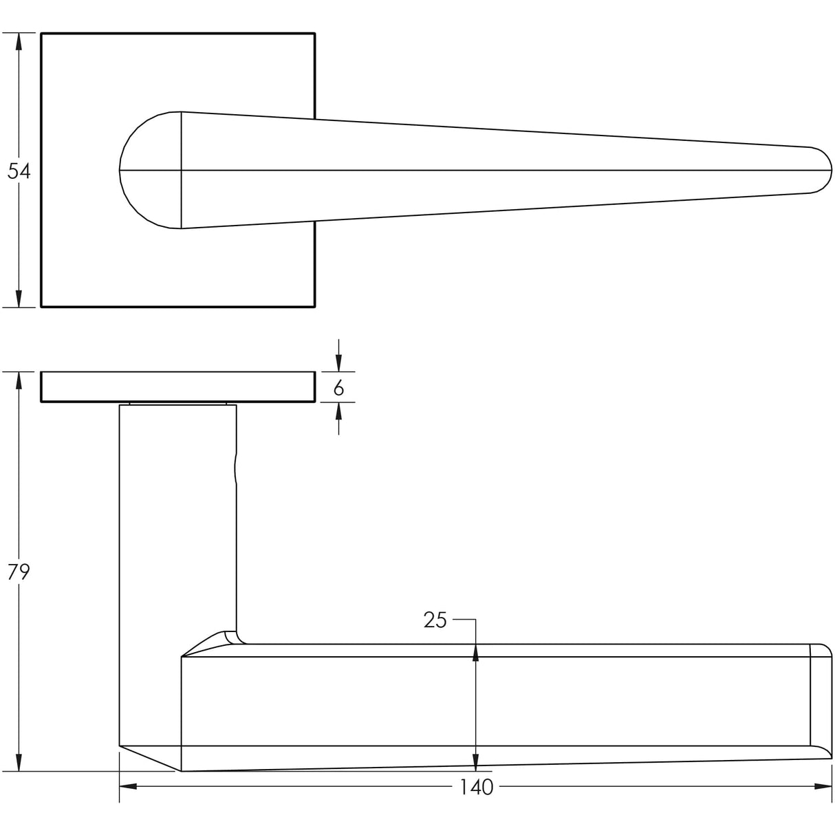 CRES Door Furniture Dark Bronze / Square Rose / Unsprung Rose CRES - CR-107 Dark Bronze Unsprung Square Rose Door Handle