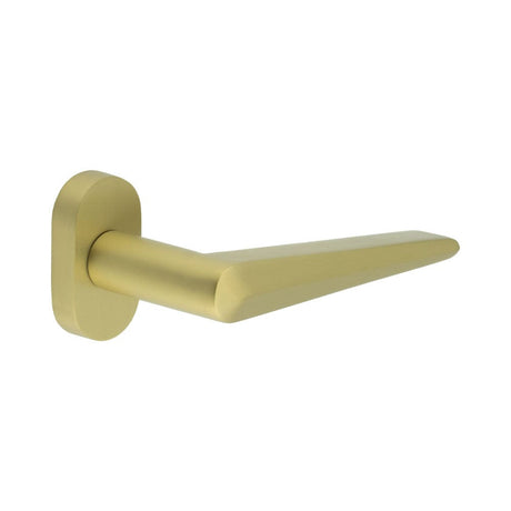 CRES Door Furniture Satin Brass / Multi Point Handles on Rose CRES - CR-107 Satin Brass Multi Point Oval Rose Door Handle