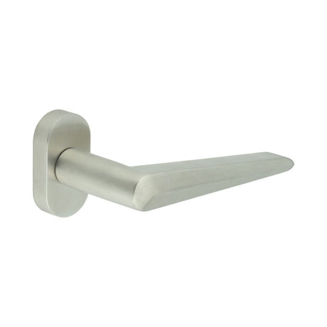 CRES Door Furniture Satin Stainless Steel / Multi Point Handles on Rose CRES - CR-107 Satin Stainless Steel Multi Point Oval Rose Door Handle