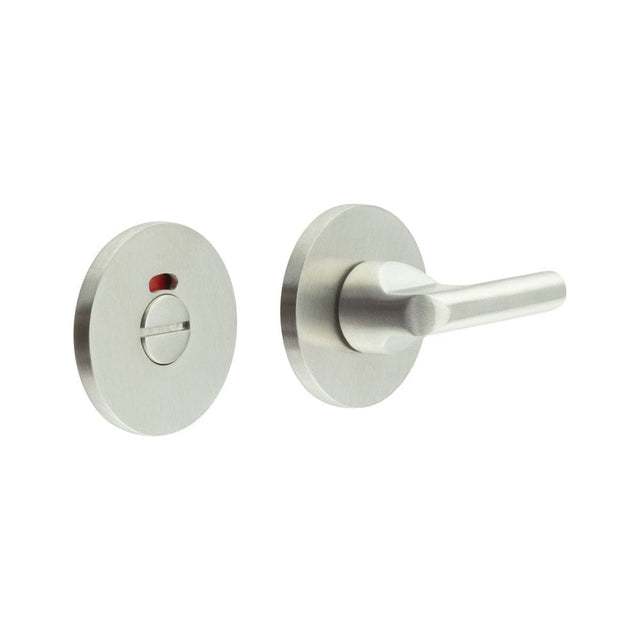 CRES Door Furniture Satin Stainless Steel / Yes CRES - CR-804 Satin Stainless Steel Thumb Turn & Lock Round Rose w/ Indicator