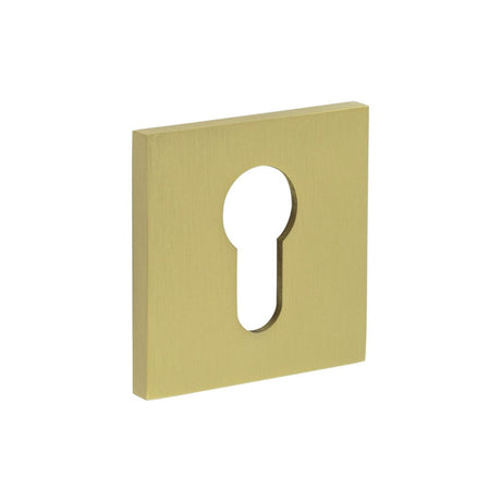 CRES Door Furniture Satin Brass / Euro Profile Escutcheons CRES - CR-T10 Satin Brass Euro Keyway Square Rose Escutcheon
