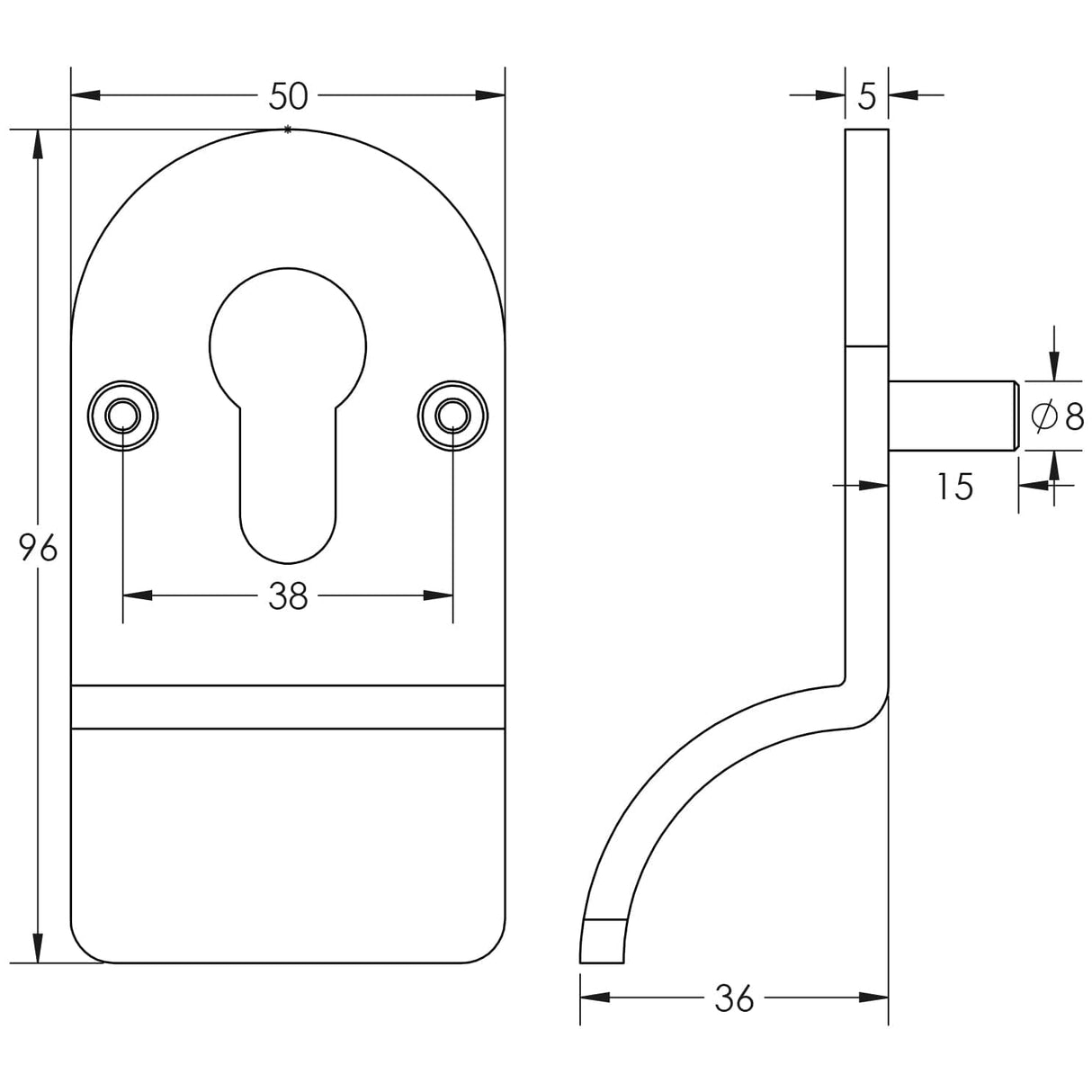 CRES Door Furniture Dark Bronze / Mortice Key Cylinder Pulls CRES - Cylinder Pull Lug Fixed Dark Bronze
