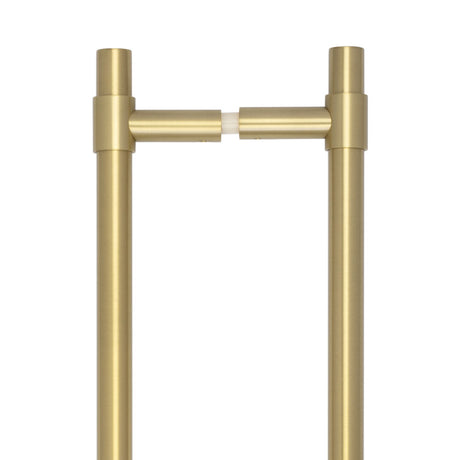 High quaility images of CRES - 425mm Back to Back Satin Brass T-Bar Pull Handle | Sku.cres3001sbb2b | available to order from Trade Door Handles in Kendal.