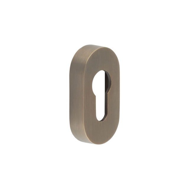 High quality image of CRES - Oval Antique Brass Euro Escutcheon Sku. CRES403AB
