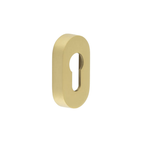 High quality image of CRES - Oval Satin Brass Euro Escutcheon Sku. CRES403SB