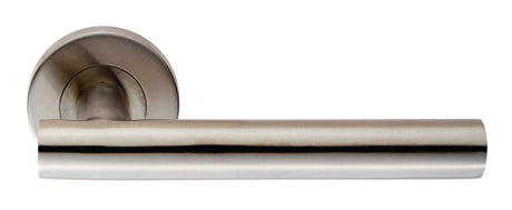 High quality image of Eurospec - Straight Lever on Sprung Rose - Satin Stainless Steel | Sku. csl1194sss | Trade Door Handles.