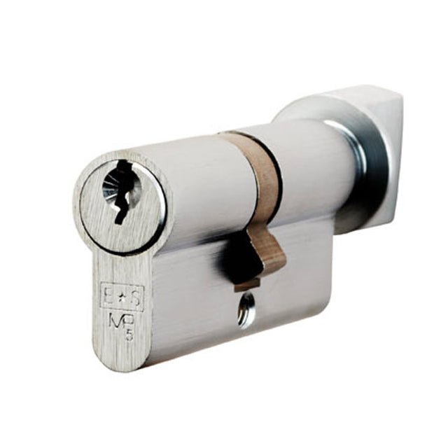 High quality image of Eurospec - Offset Euro Cylinder and Turn - Satin Chrome | Sku. cya7134060sc | Trade Door Handles.