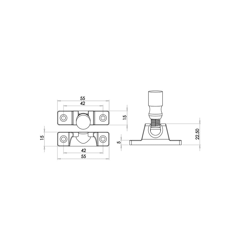 Technical drawing of of Burlington - Brighton Fasteners Pattern 1 Antique Brass Sku. BUR5288AB