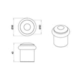 Technical drawing of of Burlington - Chamfered Door Stops Polished Nickel Sku. BUR961PN