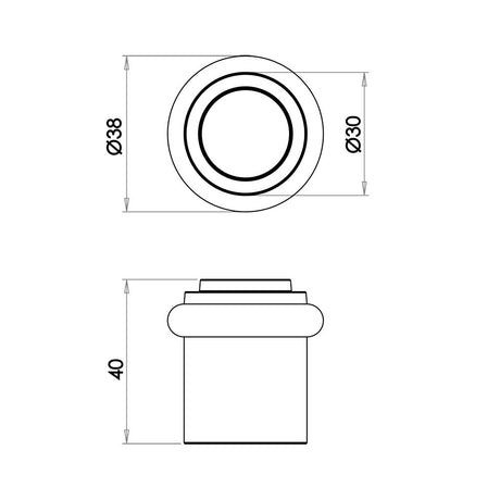 Technical drawing of of Burlington - Stepped Door Stops Satin Nickel Sku. BUR962SN