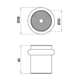 Technical drawing of of Burlington - Reeded Door Stops Antique Brass Sku. BUR963AB