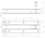 Technical drawing of of Frelan - Jedo Brass Heavy Straight Barrel Bolts 200x38mm Satin Chrome Sku. J1001SC-8