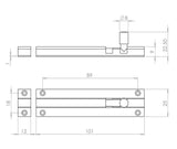 Technical drawing of of Frelan - SAA Straight Barrel Door Bolts 100x25mm Sold in Boxes of 10 Sku. J1001SE
